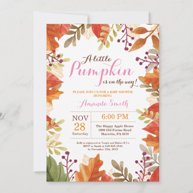 Fall Autumn Girl Baby Shower Invitation (Front)