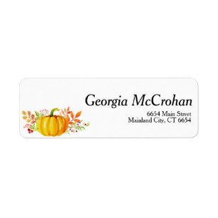 Fall Autumn Gold Pumpkin Watercolor Label