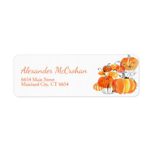 Fall Autumn Gold Pumpkin Watercolor Label