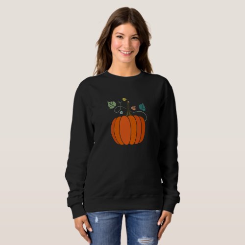 Fall Autumn Halloween Pumpkin Graphic Long Sleeved Sweatshirt