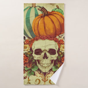 Fall/Autumn/Halloween/pumpkin/skeleton  Bath Towel