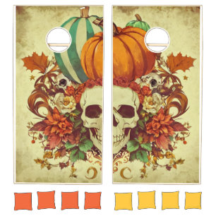 Fall/Autumn/Halloween/pumpkin/skeleton Cornhole Set