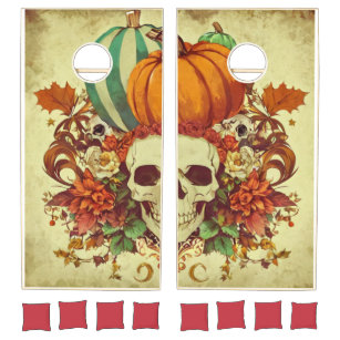 Fall/Autumn/Halloween/pumpkin/skeleton  Cornhole Set
