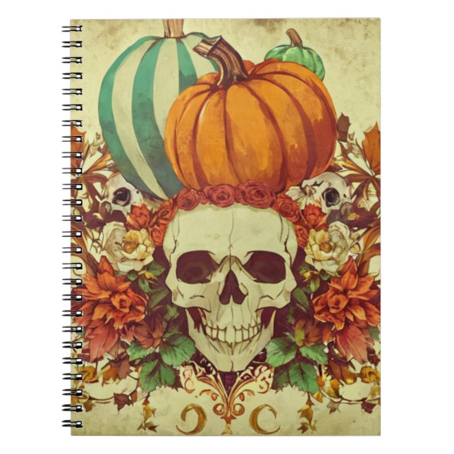 Fall/Autumn/Halloween/pumpkin/skeleton  Notebook (Front)