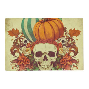 Fall/Autumn/Halloween/pumpkin/skeleton  Placemat