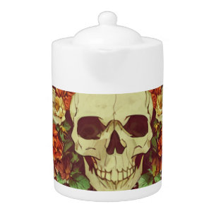 Fall/Autumn/Halloween/pumpkin/skeleton Teapot