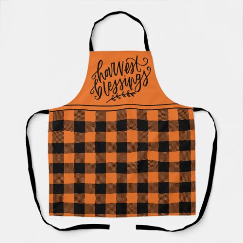 Fall Autumn Harvest Blessings Buffalo Plaid  Apron