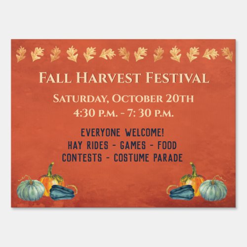 Fall Autumn Harvest Event Sign