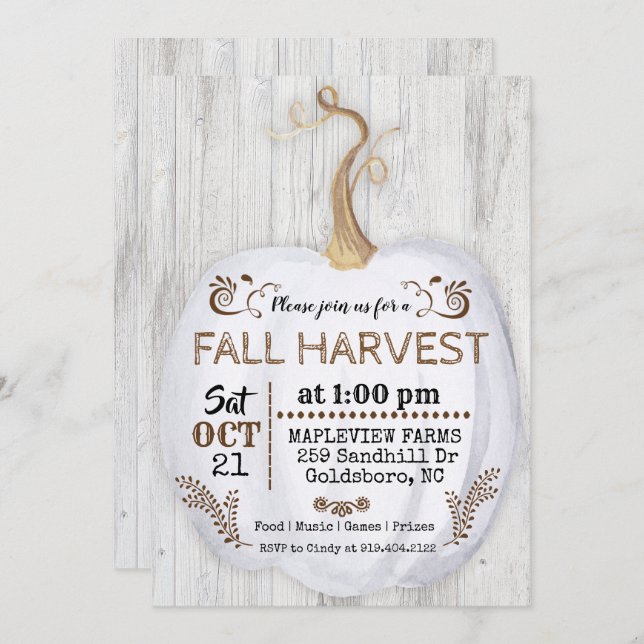 Fall Autumn Harvest Festival Invitation (Front/Back)