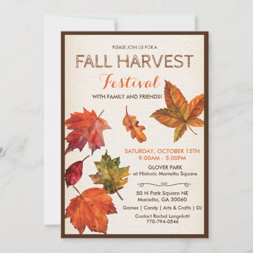 Fall Autumn Harvest Festival Invitation