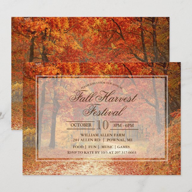 Fall Autumn Harvest Festival Invitation (Front/Back)
