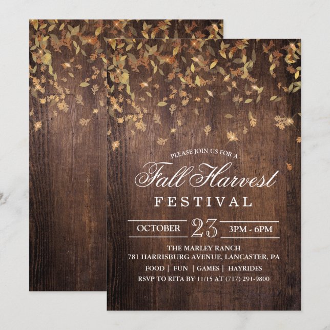 Fall Autumn Harvest Festival Party Invitation (Front/Back)
