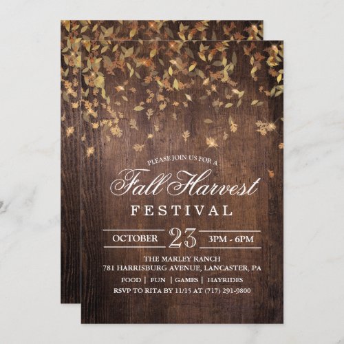 Fall Autumn Harvest Festival Party Invitation