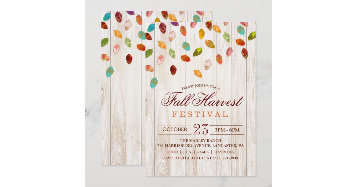 Fall Autumn Harvest Festival Party Invitation | Zazzle