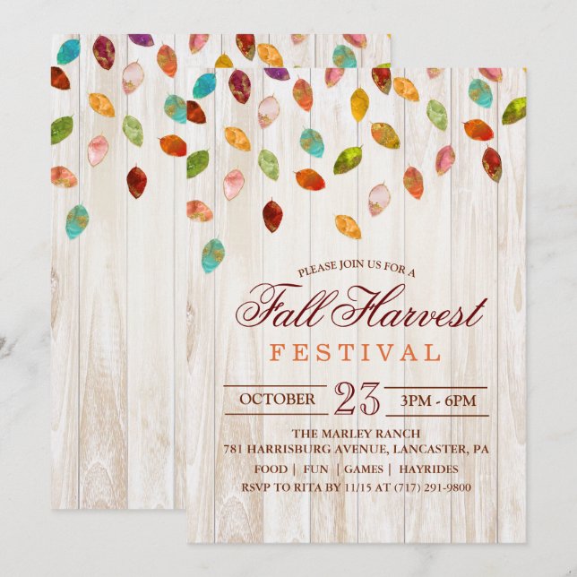 Fall Autumn Harvest Festival Party Invitation (Front/Back)