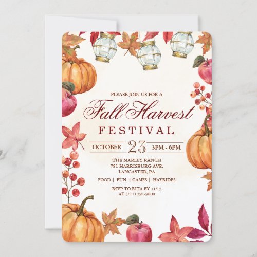 Fall Autumn Harvest Festival Party Invitation