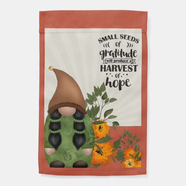 Fall Autumn Harvest Gratitude Gnome Garden Flag (Back)