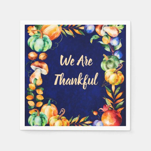 Fall Autumn Harvest Happy Thanksgiving Feast Napkins