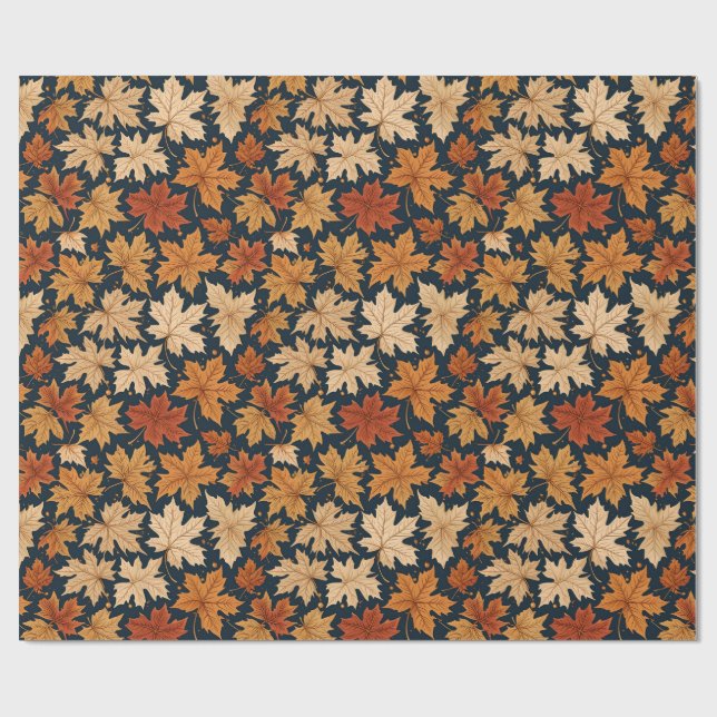Fall & Autumn Harvest Leaves Wrapping Paper (Flat)
