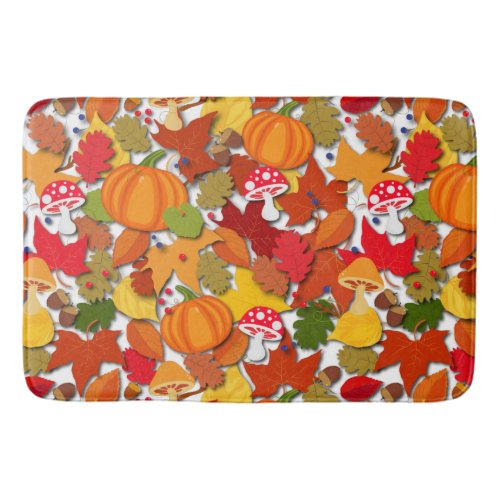 Fall Autumn Harvest Pattern Bath Mat