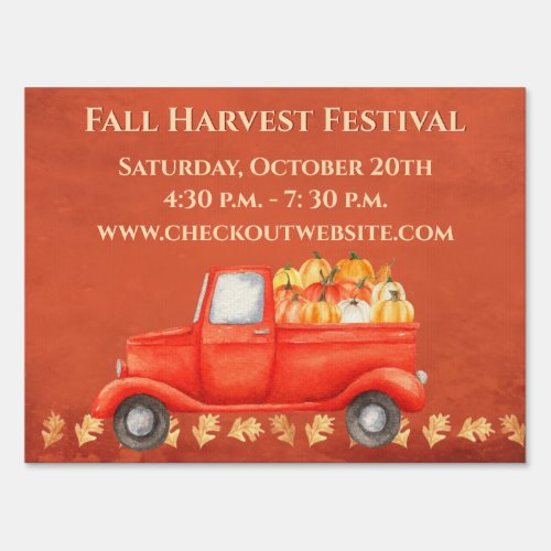 Fall Autumn Harvest Pumpkin Truck Event Sign