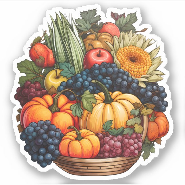 Fall Autumn Harvest Thanksgiving Farm Vegetables Sticker (Front)