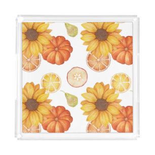 Fall Autumn Harvest Thanksgiving Pumpkin Spice Acrylic Tray