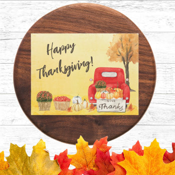 Fall Autumn Harvest Truck Happy Thanksgiving Postcard by artinspired at Zazzle