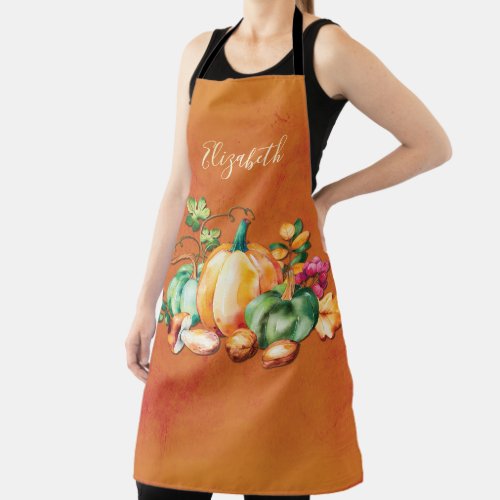 Fall Autumn Harvest Watercolor Thanksgiving Apron