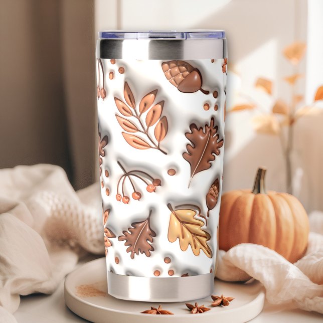 Fall Autumn Inflated Leaves Acorn 3D Graphic Insulated Tumbler (Fall Autumn Inflated Leaves Acorn 3D Graphic Insulated Tumbler)