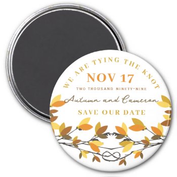 Fall Autumn Knotted Love Trees Save The Date Magnet by fatfatin_box at Zazzle