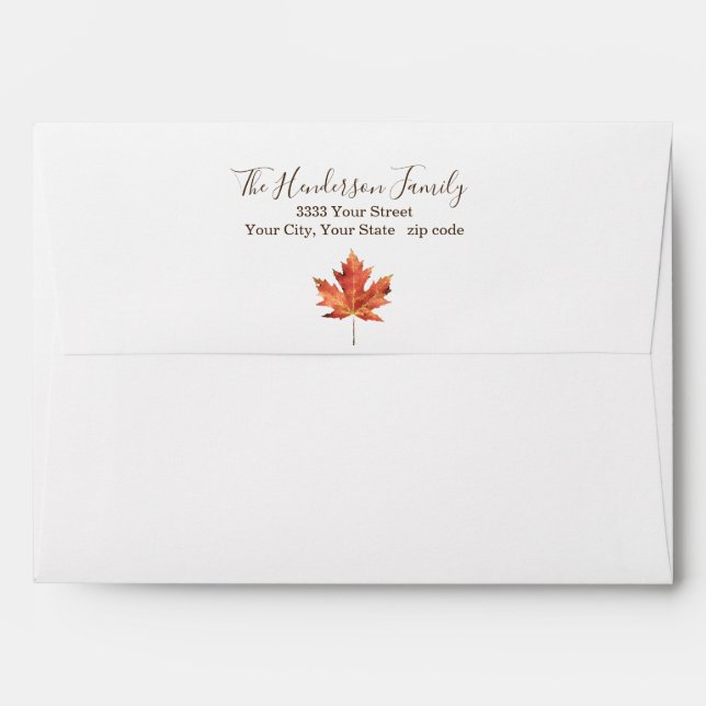 Fall Autumn Leaf Wedding Return Address Envelope (Back (Top Flap))