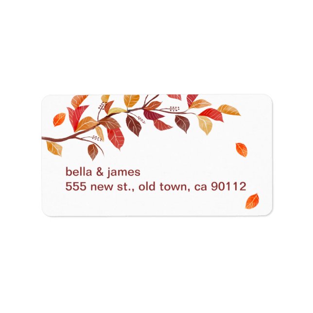 Fall Autumn Leafs Wedding Address Labels (Front)
