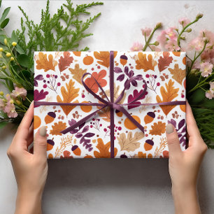 Fall – Autumn Leaves & Acorns Pattern Wrapping Paper