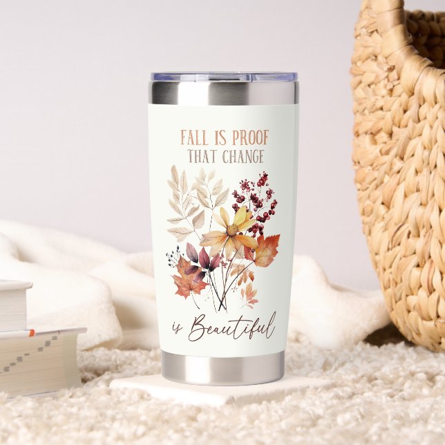 Fall Autumn Leaves and Flowers Insulated Tumbler (Living Room (Rotated))