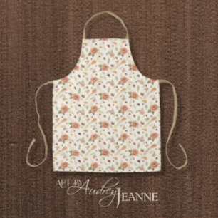 Fall Autumn Leaves BOHO Floral Burgundy Peach Apron