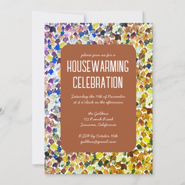 Fall Autumn Leaves Chic Custom HOUSEWARMING PARTY Invitation (Front)