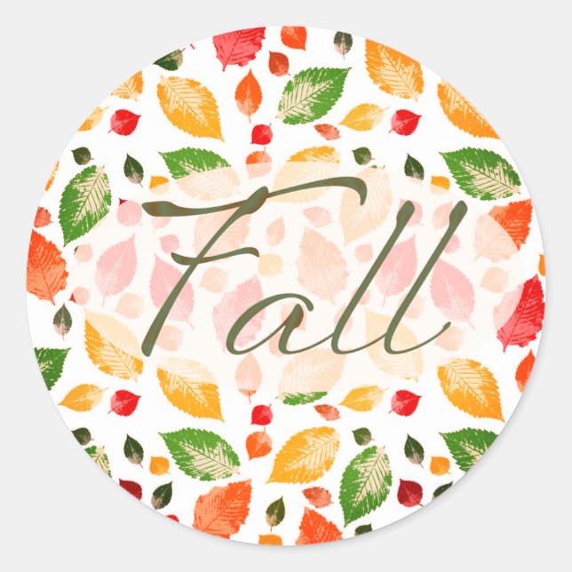 Fall Autumn Leaves Colorful Rustic Classic Round Sticker (Front)