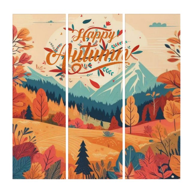 Fall/Autumn/leaves/colorful Triptych (Front)