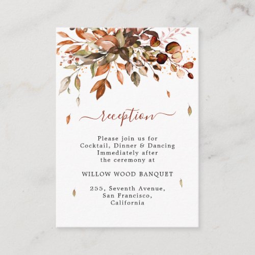 Fall Autumn Leaves Country Wedding Reception Enclo Enclosure Card
