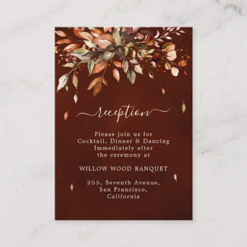 Fall Autumn Leaves Country Wedding Reception Enclo Enclosure Card