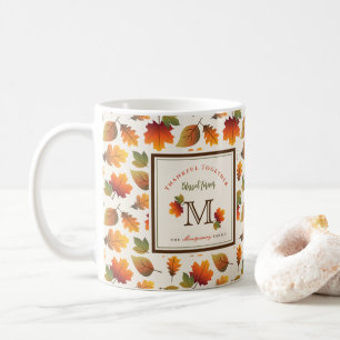 Fall/Autumn Leaves Family Monogram Thanksgiving Coffee Mug
