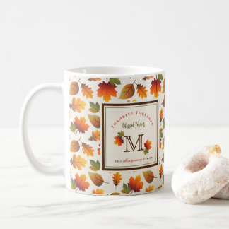 Fall/Autumn Leaves Family Monogram Thanksgiving Coffee Mug