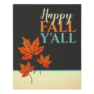 Fall Autumn Leaves Faux Canvas Print