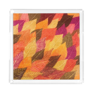 Fall Autumn Leaves Foliage Color Leaf Drawing Acrylic Tray