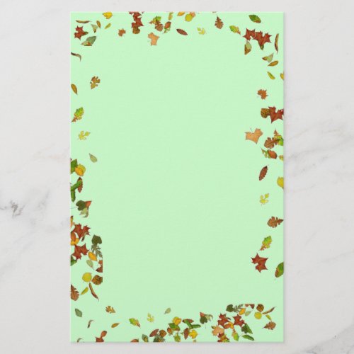 FALL  AUTUMN LEAVES Green Stationery