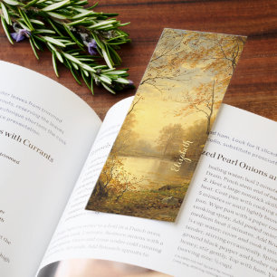 Fall Autumn Leaves Nature Fine Art Gold Monogram Bookmarks