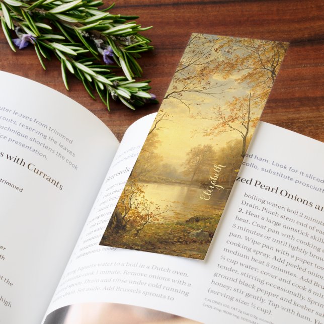 Fall Autumn Leaves Nature Fine Art Gold Monogram Bookmarks (Book)