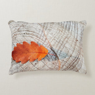 Fall autumn leaves oak leaf wood accent pillow