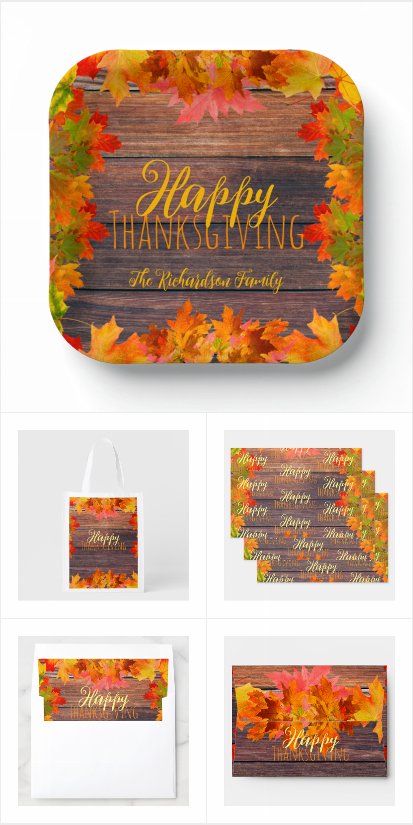 Fall Autumn Leaves On Barn Wood Happy Thanksgiving